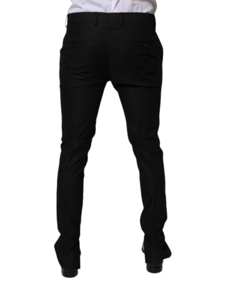 Black Virgin Wool MenSkinny Dress Formal Pants - Image 4