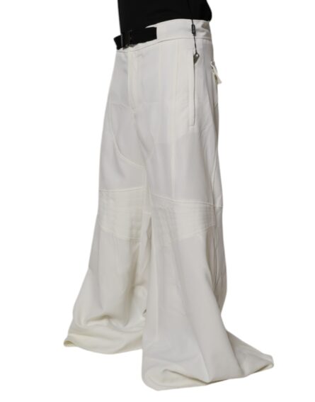 White Mid Waist Wide Leg Pants - Image 3