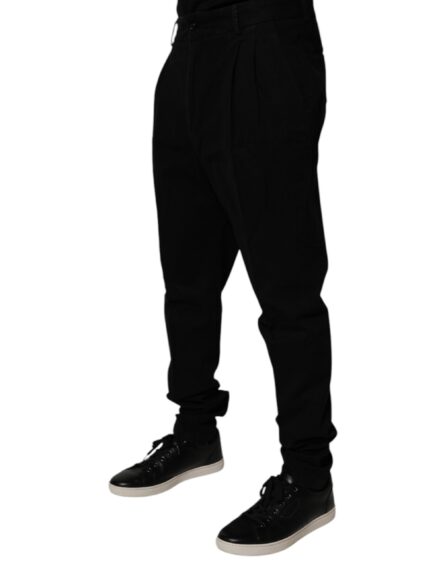 Black Cotton Stretch Skinny Pants - Image 3