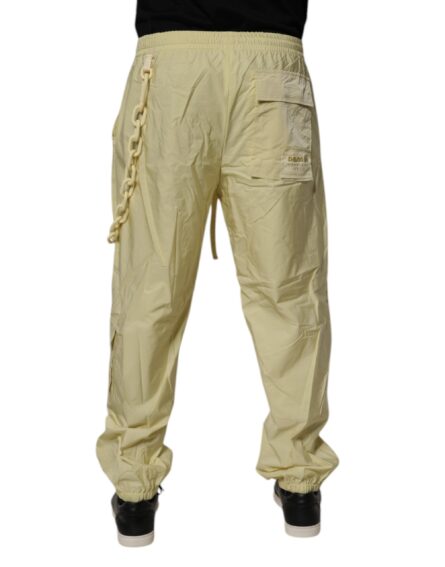 Yellow Nylon Cargo Chain Men Jogger Pants - Image 4