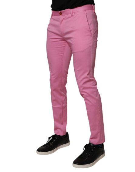 Pink Cotton Slim Fit Men Dress Formal Pants - Image 3