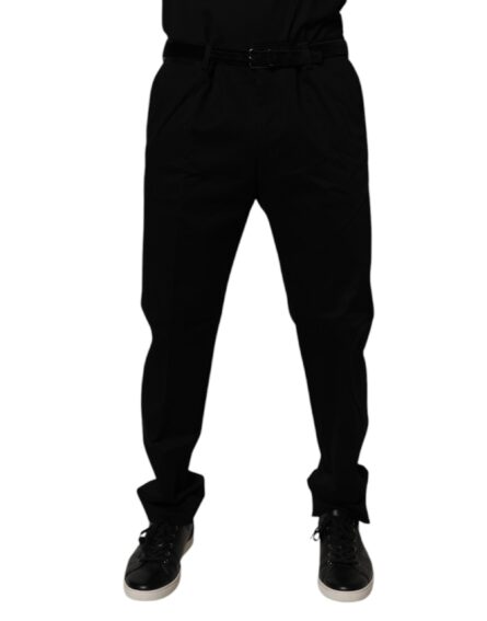 Black Cotton Men Skinny Dress Formal Pants - Image 2