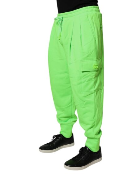 Neon Green Cargo Jogger Men Sweatpants Pants - Image 3