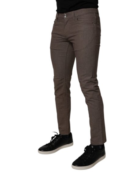 Brown Cotton Stretch Chino Pants - Image 3