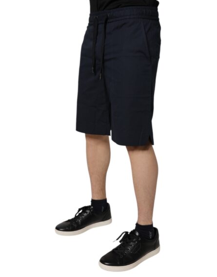 Dark Blue Cotton Bermuda Sweatshorts Shorts - Image 3