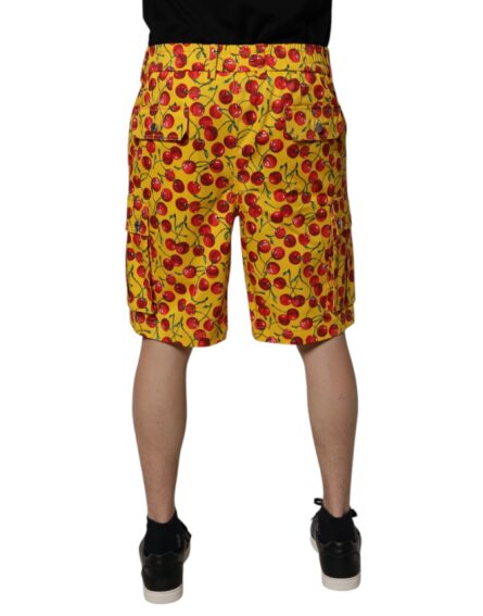 Yellow Cherry Print Cotton Men Bermuda Shorts - Image 4