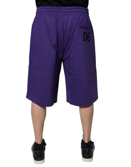 Purple Cotton Men Bermuda Sweatshorts Shorts - Image 4