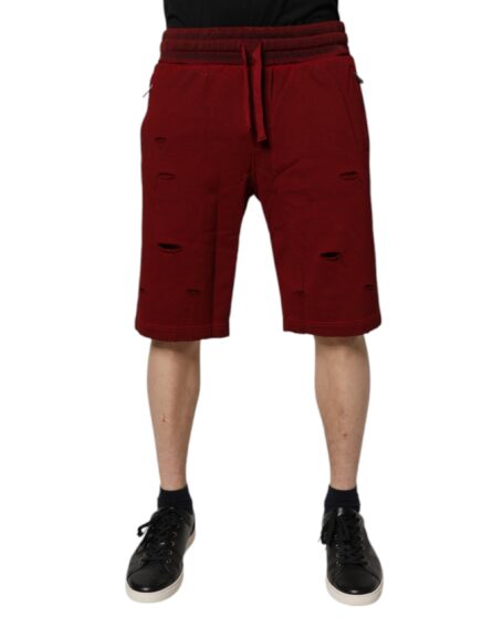 Bordeaux Cotton Bermuda Men Sweatshorts Shorts - Image 2