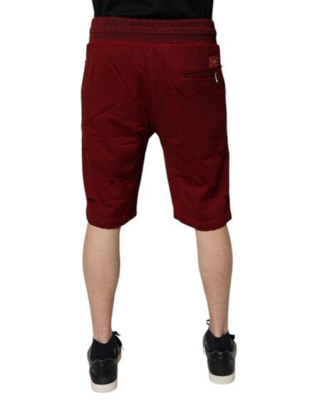 Bordeaux Cotton Bermuda Men Sweatshorts Shorts - Image 4