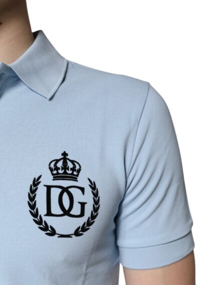 Sky Blue Cotton Crown Collared Polo T-shirt - Image 5