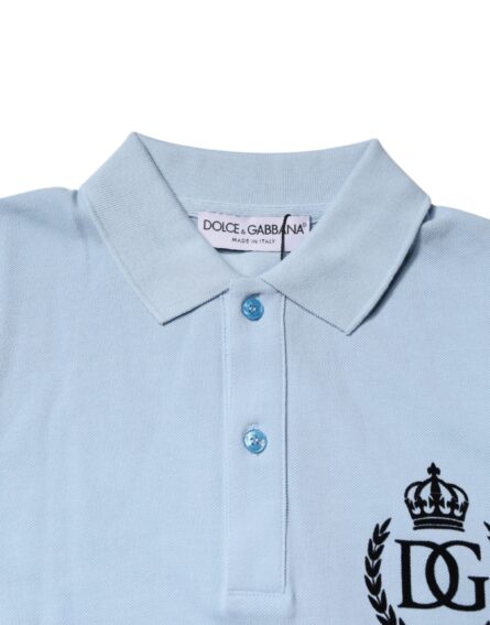 Sky Blue Cotton Crown Collared Polo T-shirt - Image 6