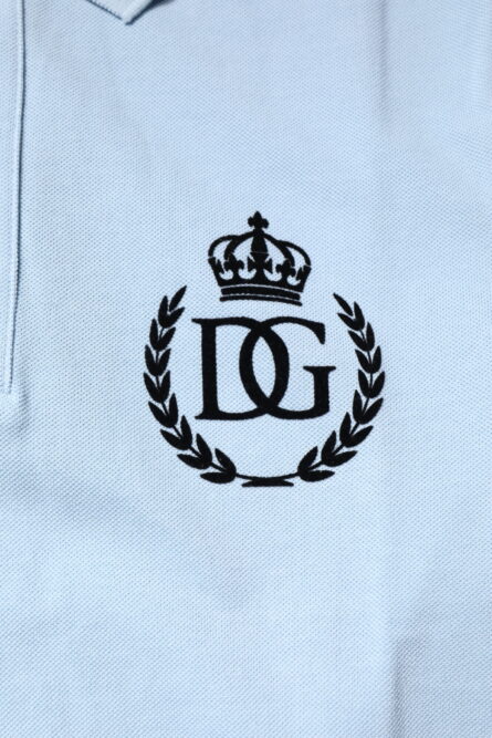 Sky Blue Cotton Crown Collared Polo T-shirt - Image 7