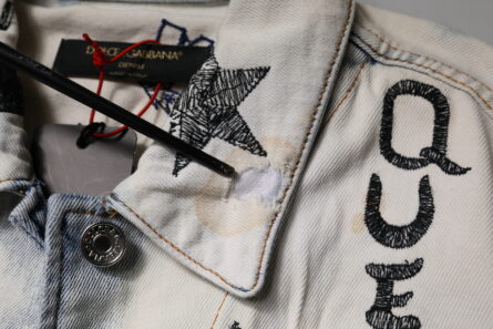 Light Blue Graffiti Button Down Denim Jacket - Image 8
