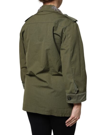 Military Green Queen Embellished Coat Jacket - Image 5