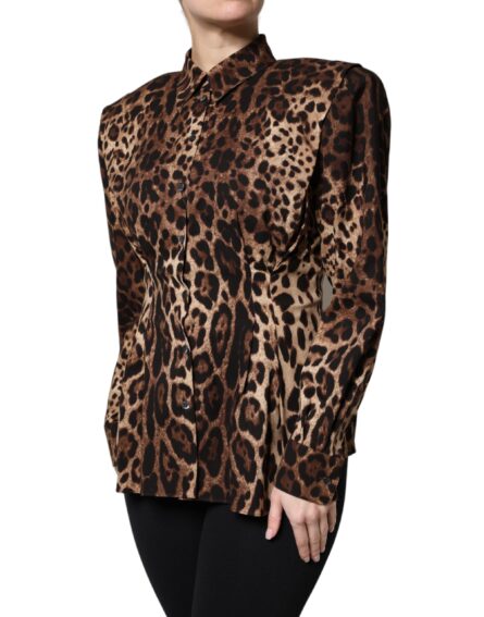 Brown Leopard Silk Button Down Coat Jacket - Image 2