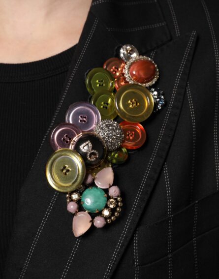 Multicolor Patchwork Embellished Coat Jacket - Image 4