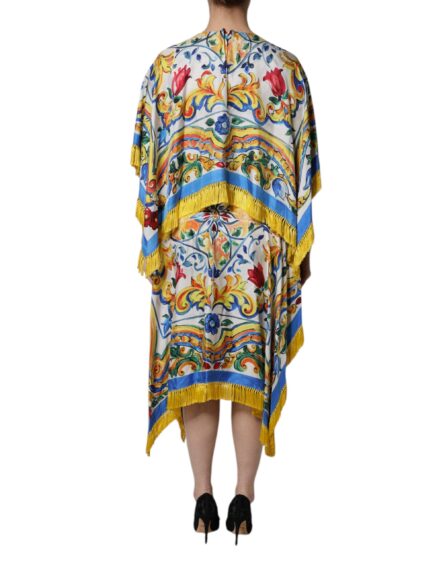 Multicolor Majolica Kaftan Short Sleeves Maxi Dress - Image 4