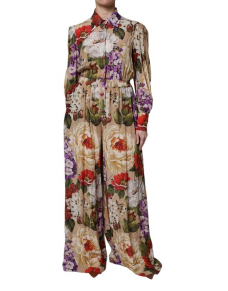 Multicolor Floral Wide Leg Jumpsuit Dress - Image 2