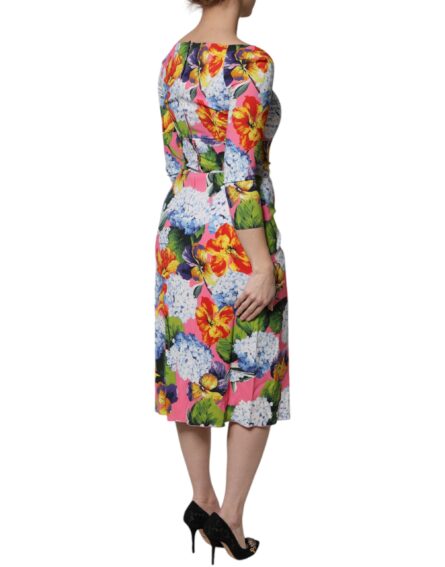 Multicolor Floral Side Slit Midi Dress - Image 5