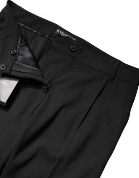 Black Wool High Waist Boot Cut Dress Pants - Image 6