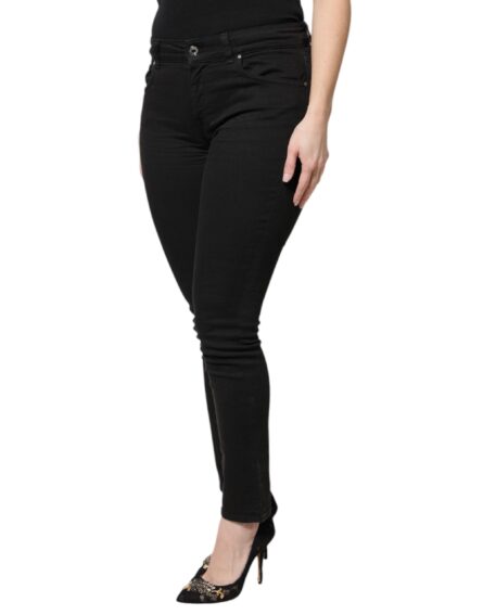 Black Cotton High Waist Skinny Denim Jeans - Image 3