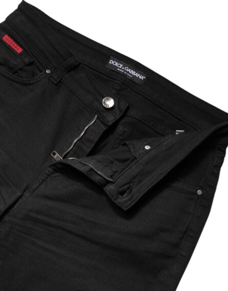 Black Cotton High Waist Skinny Denim Jeans - Image 6