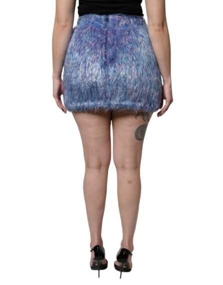 Multicolor Plush High Waist Mini Skirt - Image 4