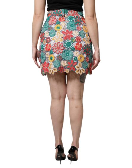 Multicolor Floral Lace High Waist Mini Skirt - Image 4
