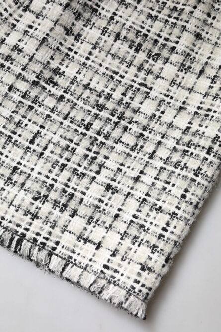White Black High Waist Tartan Tweed Mini Skirt - Image 7