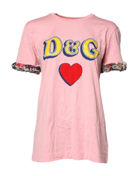 Pink Logo Print Cotton Crew Neck Tee T-shirt - Image 2