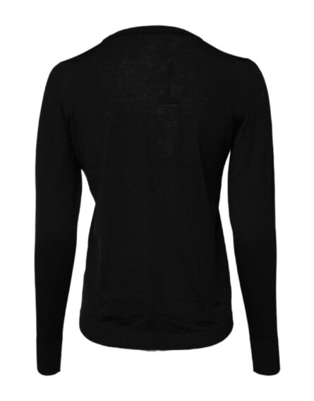 Black Wool Knit Crew Neck Pullover Sweater - Image 4