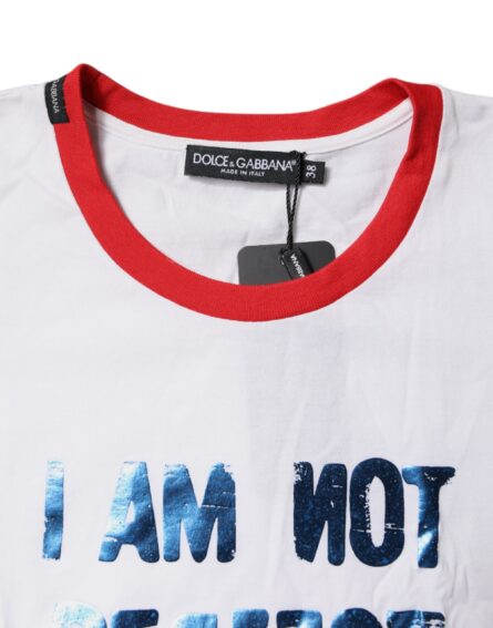 White Graphic Print Cotton Crew Neck T-shirt - Image 5