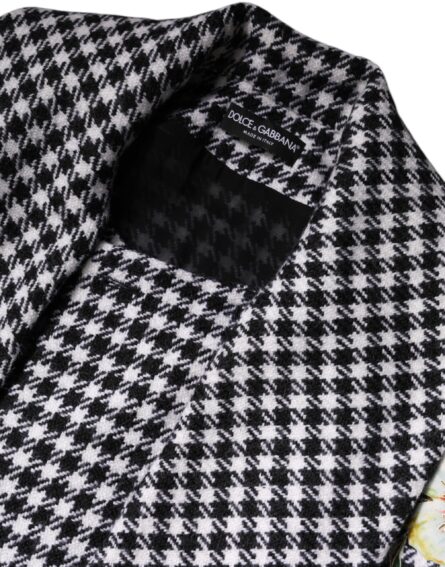 Black White Monochrome Patterned Floral Cape Jacket - Image 7