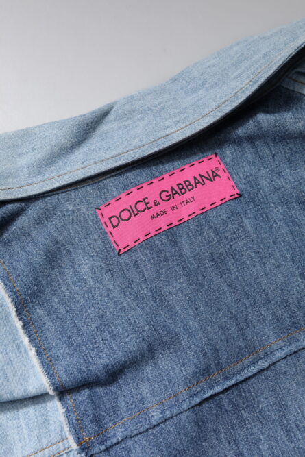 Blue Cotton Button Up Collared Long Sleeve Top - Image 6