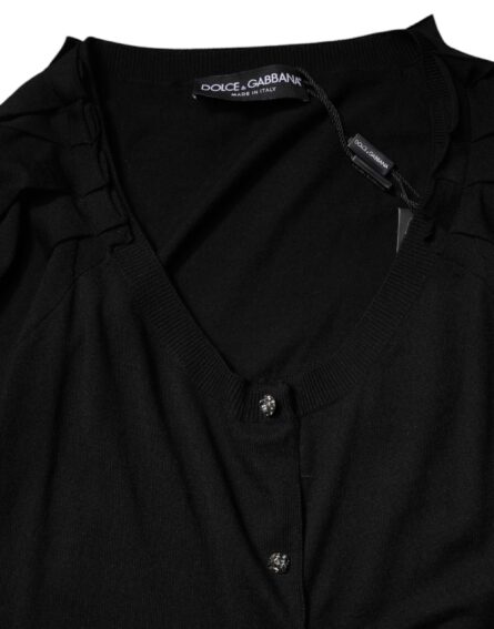 Black Button Down Short Sleeve Blouse Top - Image 7