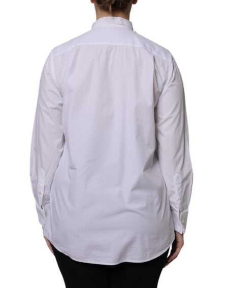 White Ascot Collar Long Sleeve Blouse Top - Image 4