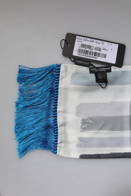 Multicolor Stripes Silk Fringes Neck Foulard Scarf - Image 4