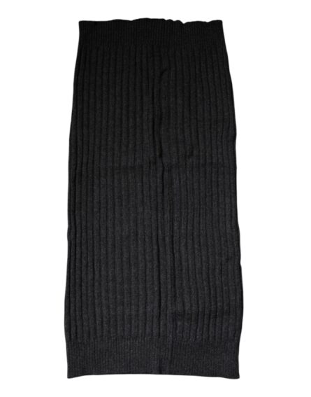 Black Cashmere Knitted Neck Warmer Foulard Scarf - Image 4