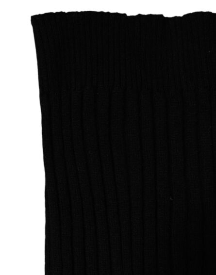 Black Cashmere Knitted Neck Warmer Foulard Scarf - Image 3