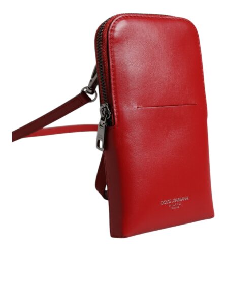 Red Leather Purse Phone Sling Crossbody Neck Strap Bag - Image 3