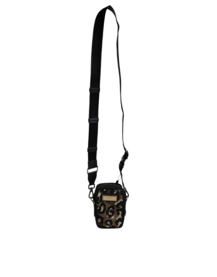 Multicolor Leopard Jacquard Logo Plaque Neck Strap Bag - Image 7