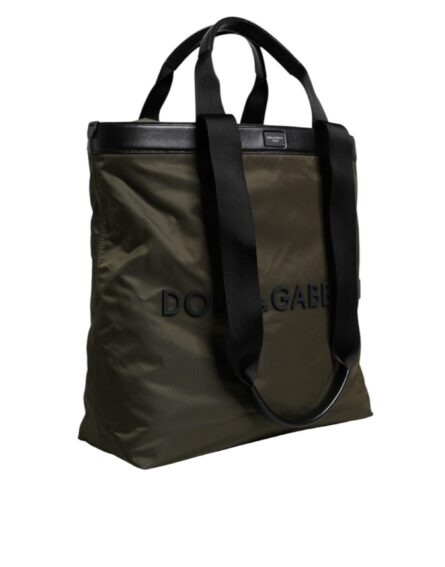 Military Green Nylon Shoulder Strap Tote Bag - Image 4