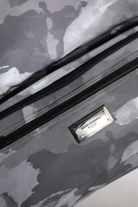 Gray Camo Cotton Multiple Compartments Tote Bag - Image 7