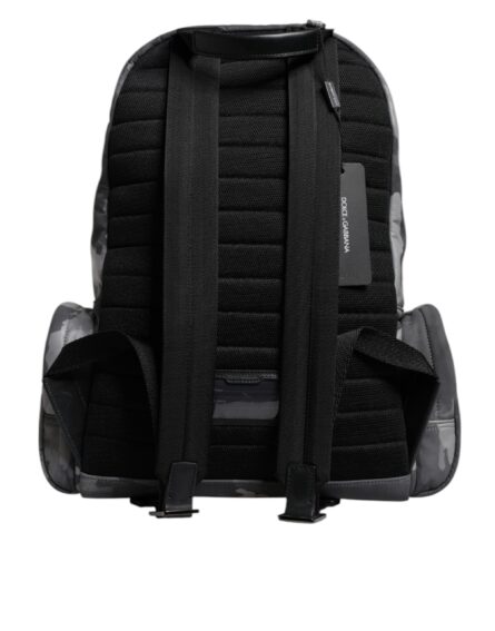 Gray Cotton Camouflage Logo Plaque Backpack Bag - Image 5