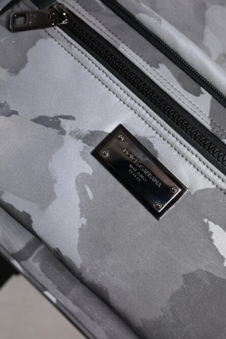 Gray Cotton Camouflage Logo Plaque Backpack Bag - Image 7