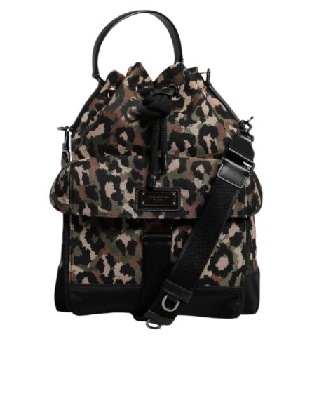 Multicolor Leopard Cotton Shoulder Bucket Bag - Image 2