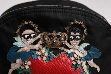 Black Nylon #DGFAMILY Embellished Backpack VULCANO Bag - Image 4