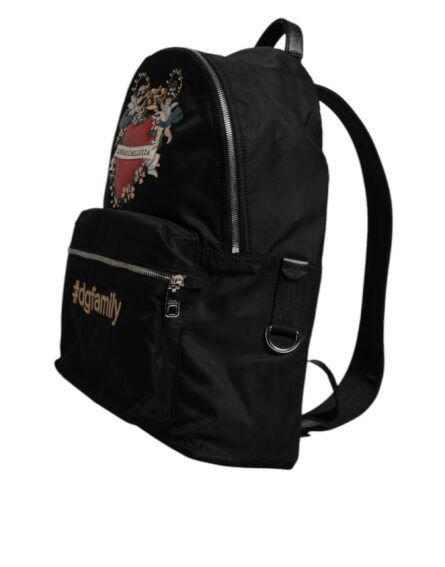 Black Nylon #DGFAMILY Embellished Backpack VULCANO Bag - Image 5