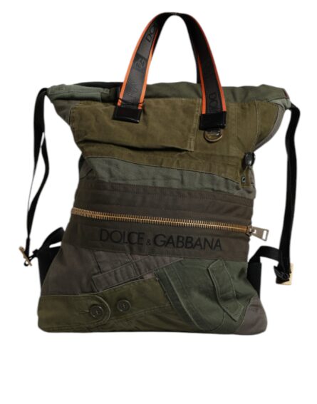 Military Green Patchwork Rucksack Backpack Bag - Image 5