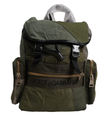 Military Green Patchwork Travel Backpack Bag - Image 6